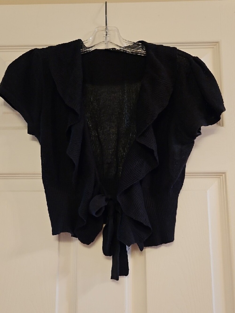 The Limited Black Ruffle Tie-Front Cardigan